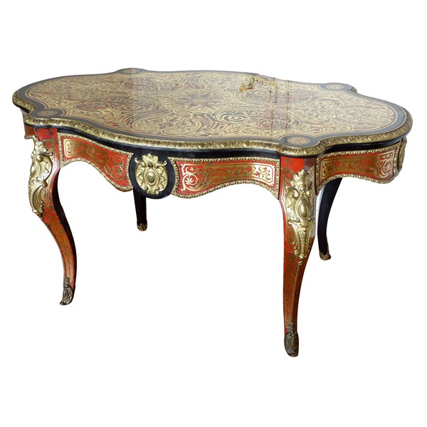 CG Diehl : Boulle marquetry table, Napoleon III production, tortoiseshell and ormolu - 19th century