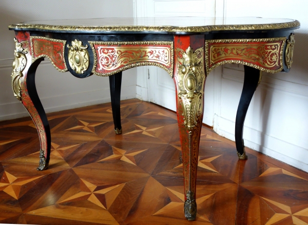 CG Diehl : table de salon en marqueterie Boulle Napoléon III (écaille de tortue et bronze doré)