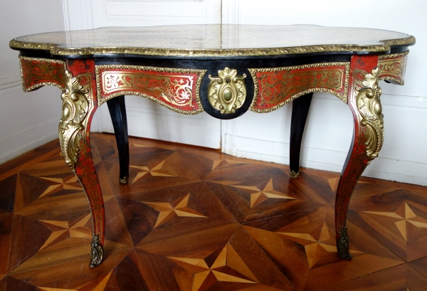 CG Diehl : table de salon en marqueterie Boulle Napoléon III (écaille de tortue et bronze doré)