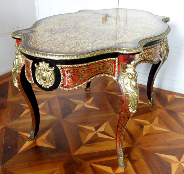 CG Diehl : table de salon en marqueterie Boulle Napoléon III (écaille de tortue et bronze doré)