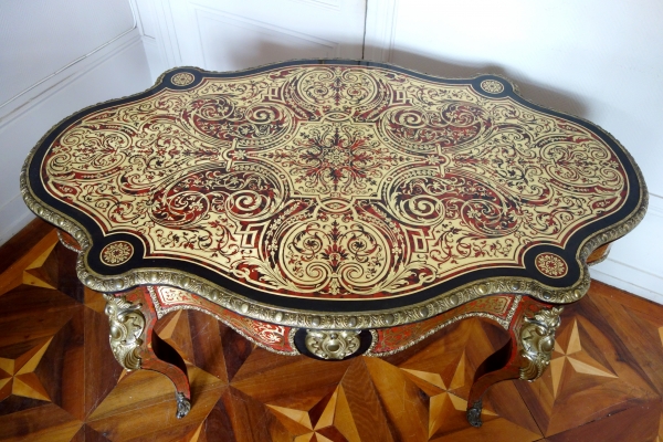 CG Diehl : Boulle marquetry table, Napoleon III production, tortoiseshell and ormolu - 19th century