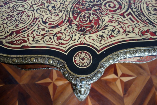 CG Diehl : Boulle marquetry table, Napoleon III production, tortoiseshell and ormolu - 19th century