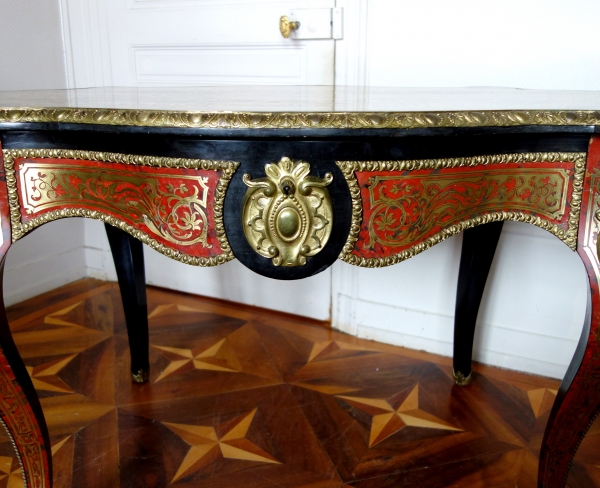 CG Diehl : table de salon en marqueterie Boulle Napoléon III (écaille de tortue et bronze doré)