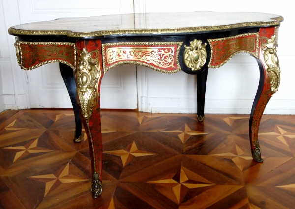 CG Diehl : table de salon en marqueterie Boulle Napoléon III (écaille de tortue et bronze doré)