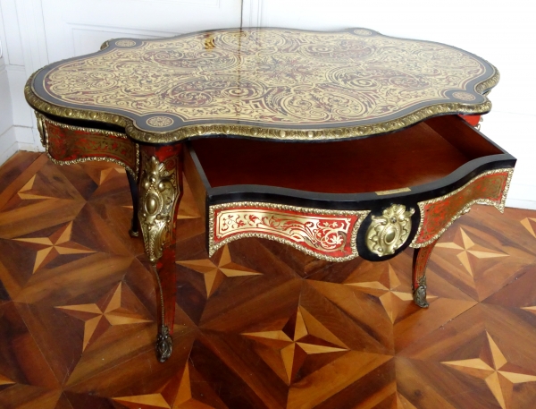 CG Diehl : Boulle marquetry table, Napoleon III production, tortoiseshell and ormolu - 19th century