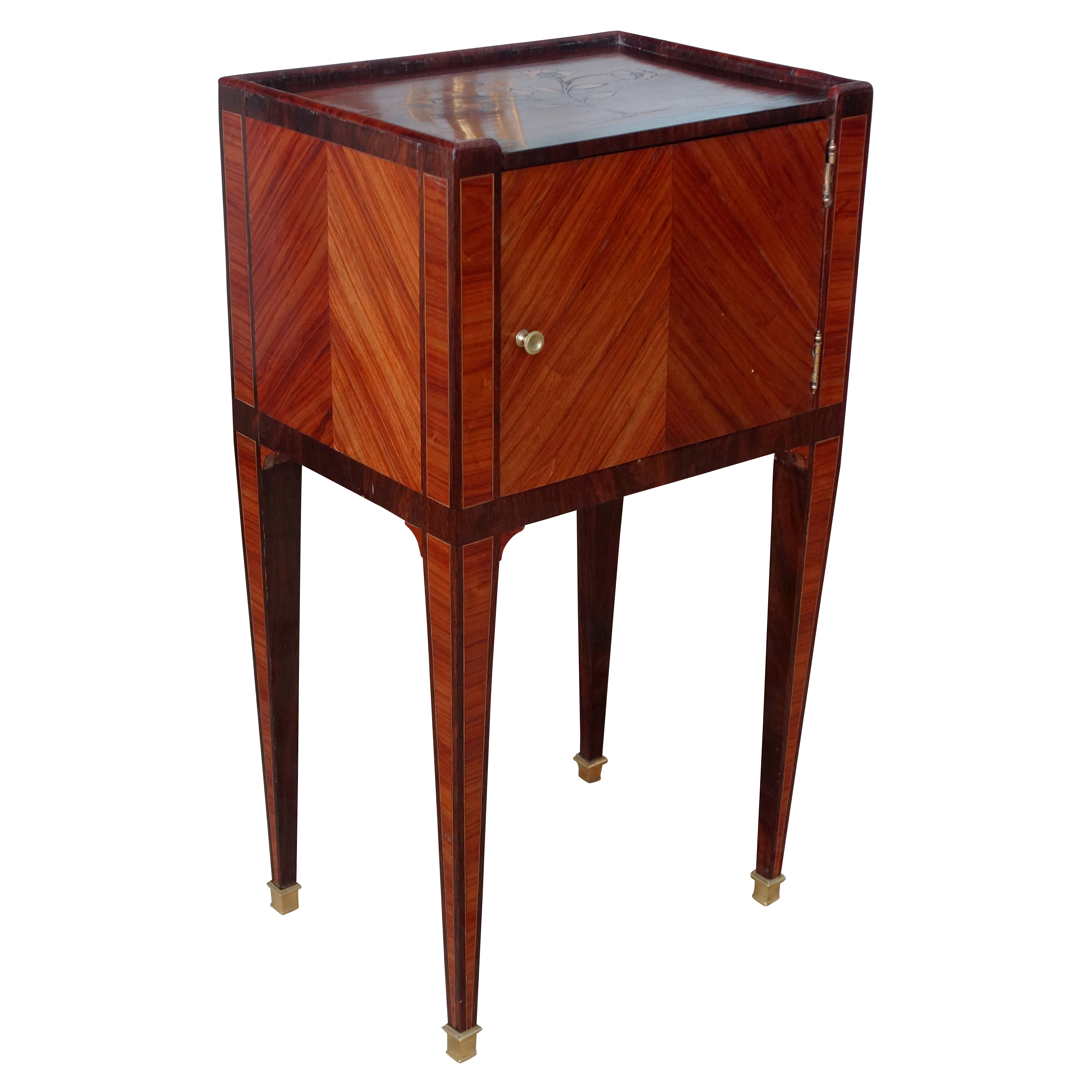 Louis XVI rosewood marquetry bedside table or living room center table - 18th century