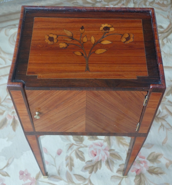 Louis XVI rosewood marquetry bedside table or living room center table - 18th century