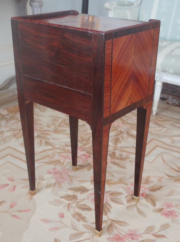 Louis XVI rosewood marquetry bedside table or living room center table - 18th century