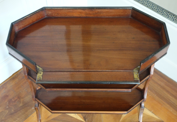Table de salon tricoteuse XVIIIe en acajou et ébène, époque Directoire