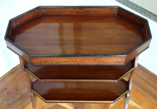 Table de salon tricoteuse XVIIIe en acajou et ébène, époque Directoire