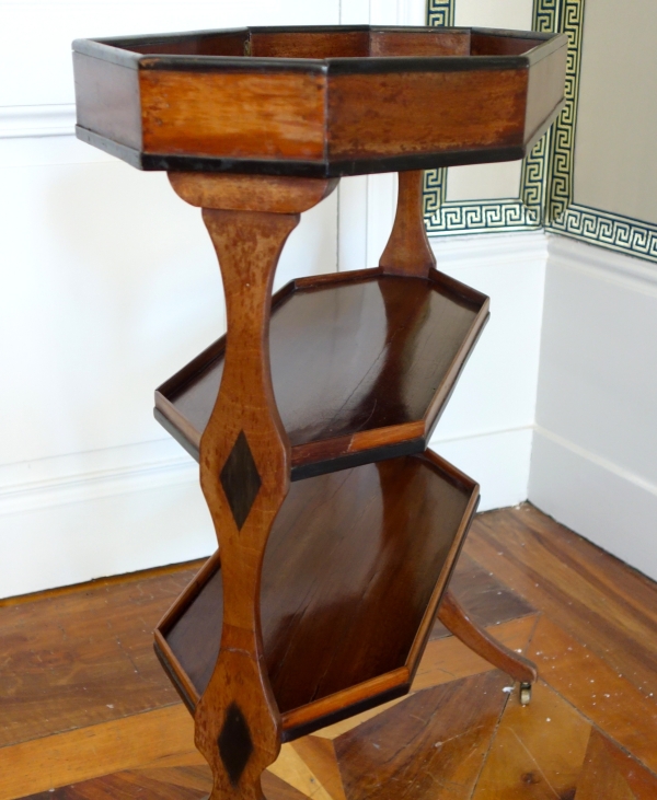 Table de salon tricoteuse XVIIIe en acajou et ébène, époque Directoire
