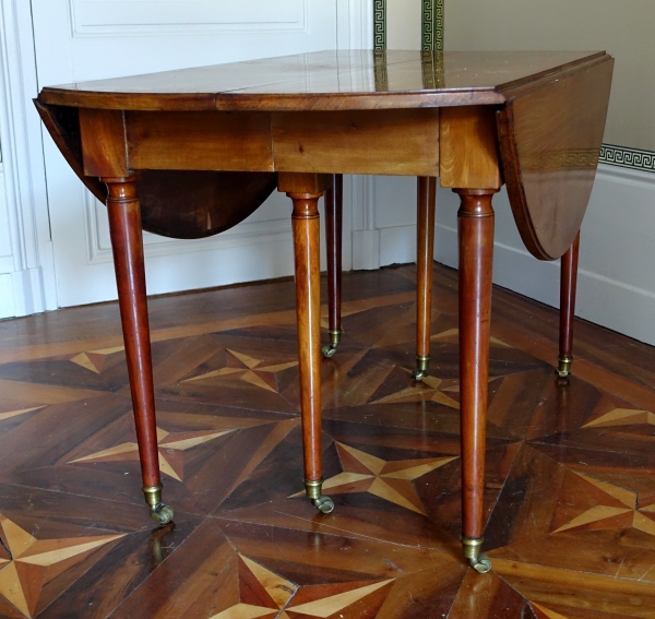 Table de salle à manger Louis XVI en acajou massif avec rallonge en acajou - début XIXe siècle