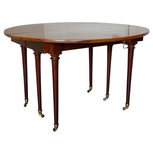 Large Louis XVI solid mahogany dining room table, early 19th century