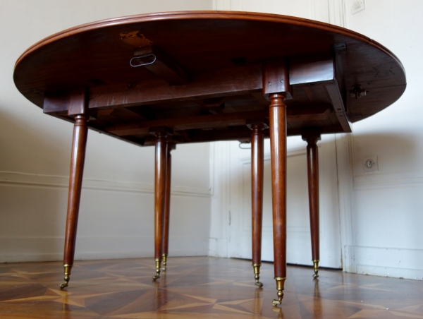 Table de salle à manger Louis XVI en acajou massif avec rallonge en acajou - début XIXe siècle