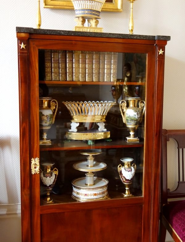 Vitrine bibliothèque en acajou d'époque Consulat Empire - 76,5cm x 35cm x 146cm