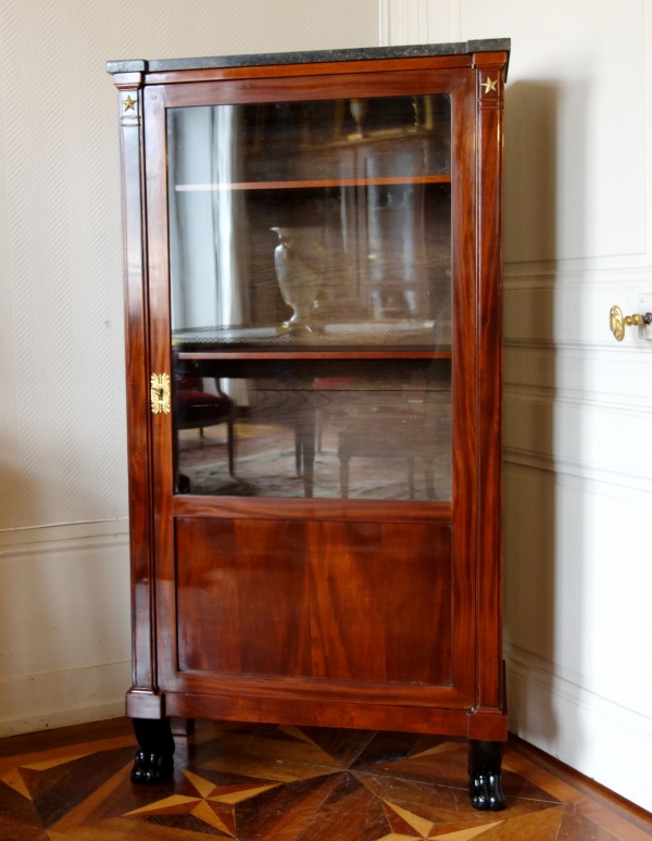 Vitrine bibliothèque en acajou d'époque Consulat Empire - 76,5cm x 35cm x 146cm