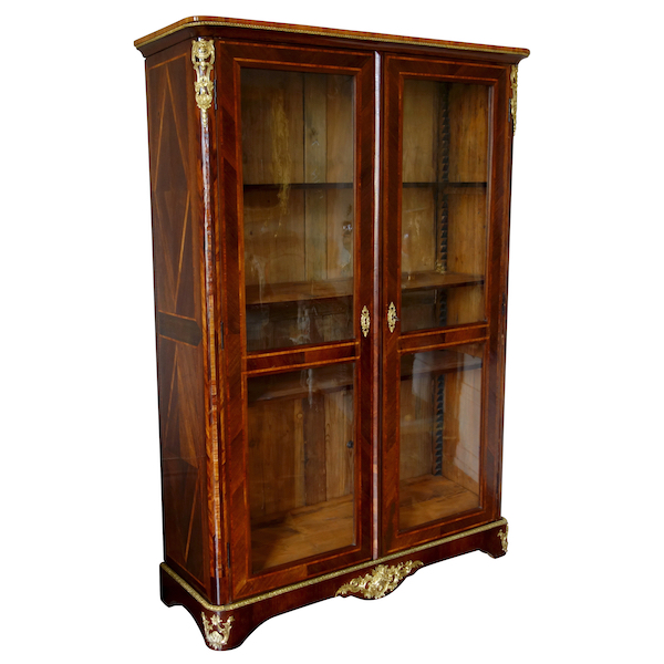 Regency / Louis XV marquetry display case / bookcase stamped Francois Garnier