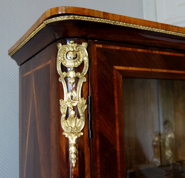 Regency / Louis XV marquetry display case / bookcase stamped Francois Garnier