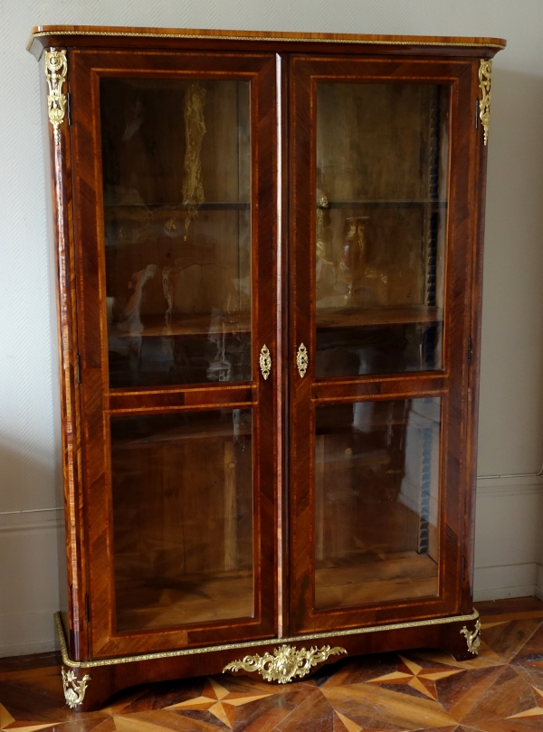 Regency / Louis XV marquetry display case / bookcase stamped Francois Garnier