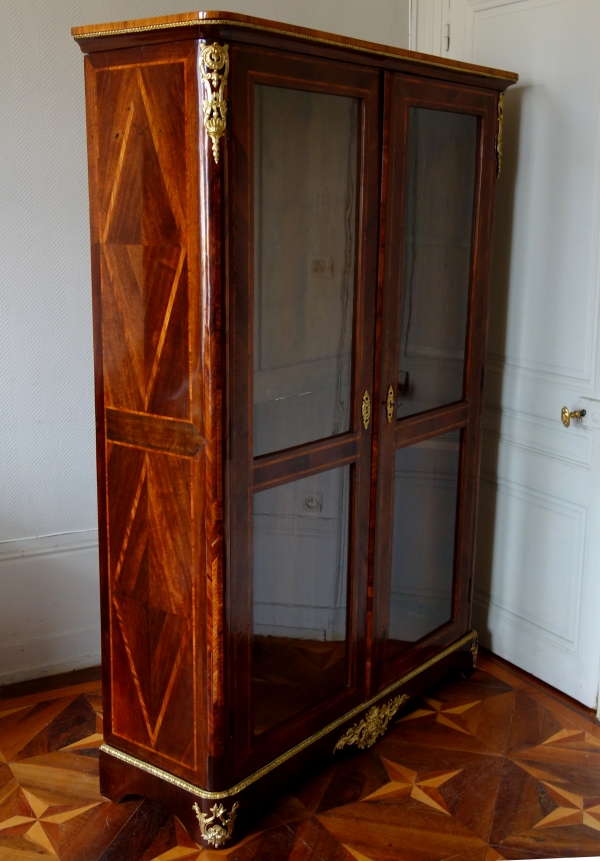 Regency / Louis XV marquetry display case / bookcase stamped Francois Garnier