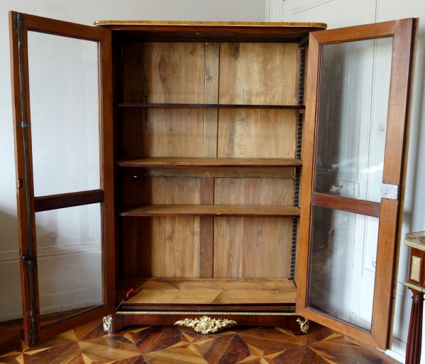 Regency / Louis XV marquetry display case / bookcase stamped Francois Garnier