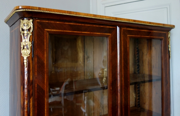 Regency / Louis XV marquetry display case / bookcase stamped Francois Garnier