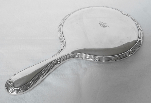 Miroir face à main de style Louis XVI en argent, couronne de marquis