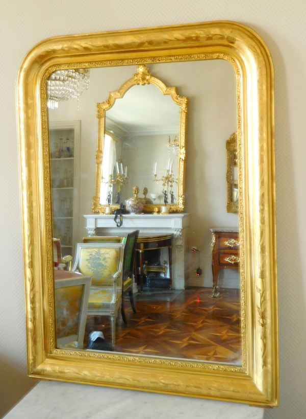 Gilt wood mirror, Napoleon III period - mid 19th century - 114cm x 84cm