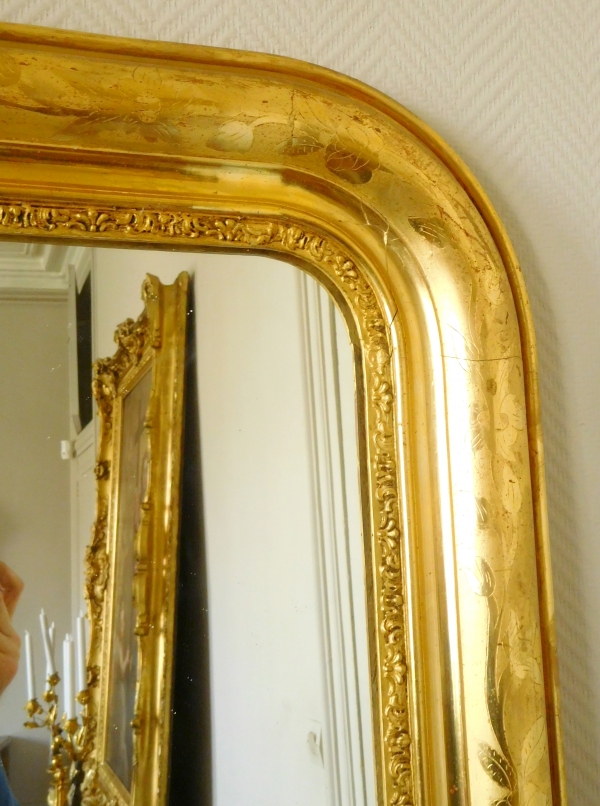 Gilt wood mirror, Napoleon III period - mid 19th century - 114cm x 84cm
