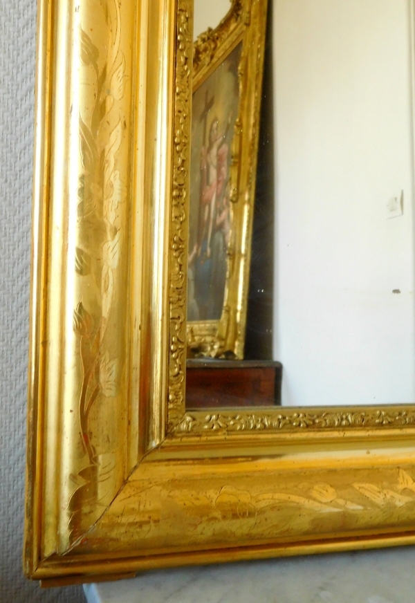 Gilt wood mirror, Napoleon III period - mid 19th century - 114cm x 84cm