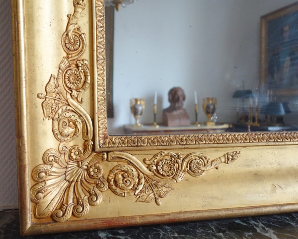 Spectacular gold leaf gilt wood Empire mirror - 195cm x 128cm