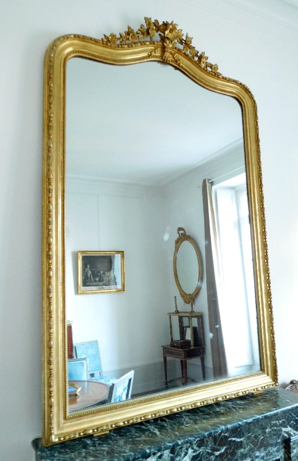 Very large mercury mirror, gilt wood frame, mercury mirror, Napoleon III period - 135cm x 210cm