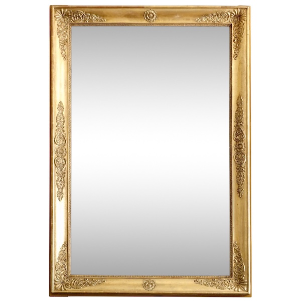 Large Empire mirror, gold leaf gilt wood frame, early 19th century circa 1830 - 96cm x 142.5cm