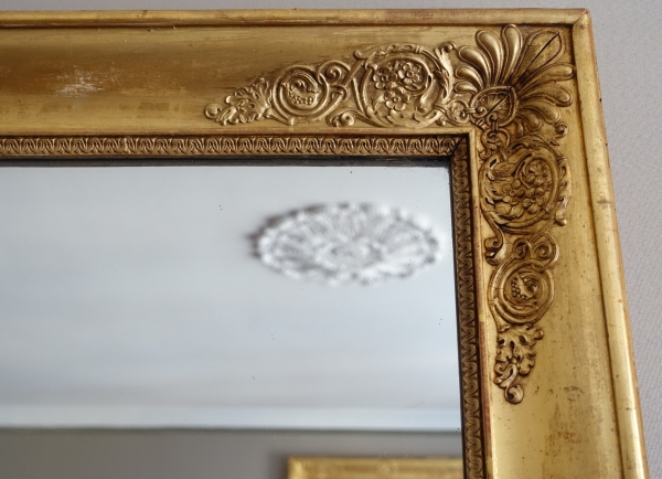 Large Empire mirror, gold leaf gilt wood frame, early 19th century circa 1830 - 96cm x 142.5cm
