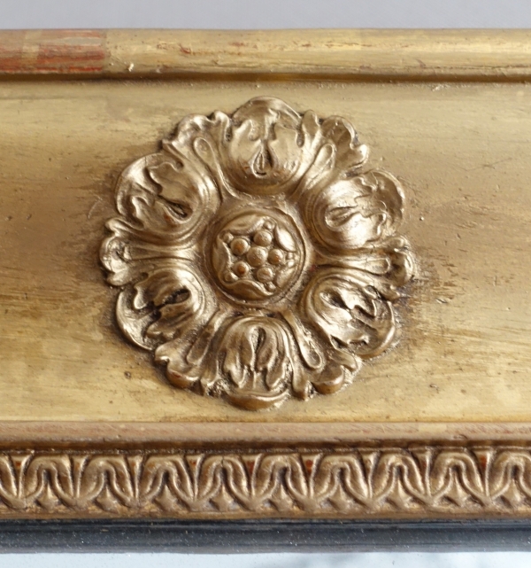 Large Empire mirror, gold leaf gilt wood frame, early 19th century circa 1830 - 96cm x 142.5cm