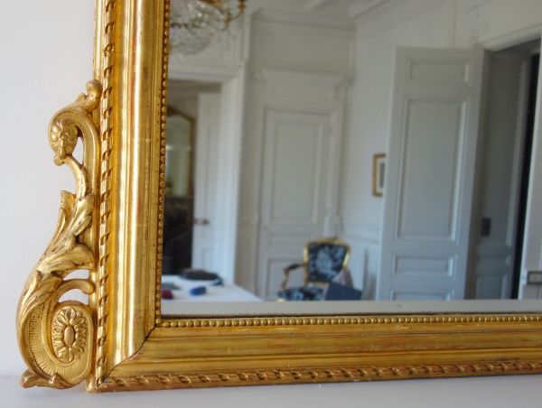 Large gold leaf gilt wood mirror, mercury mirror - Napoleon III period - 205cm x 128cm