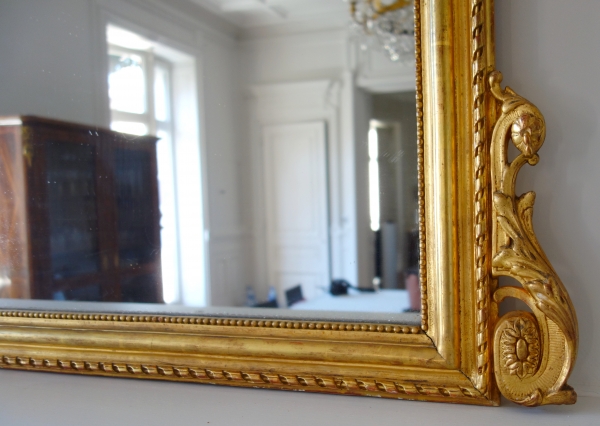 Large gold leaf gilt wood mirror, mercury mirror - Napoleon III period - 205cm x 128cm