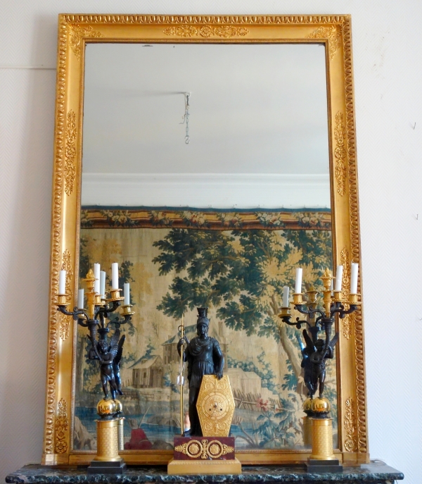 Tall Empire mantel mirror, gilt wood frame, mercury glass - 123.5cm x 183cm