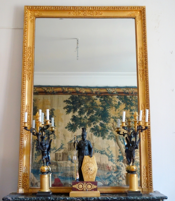 Tall Empire mantel mirror, gilt wood frame, mercury glass - 123.5cm x 183cm