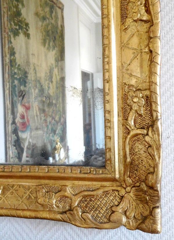 Early 18th century - French Louis XIV mercury mirror, gilt wood frame