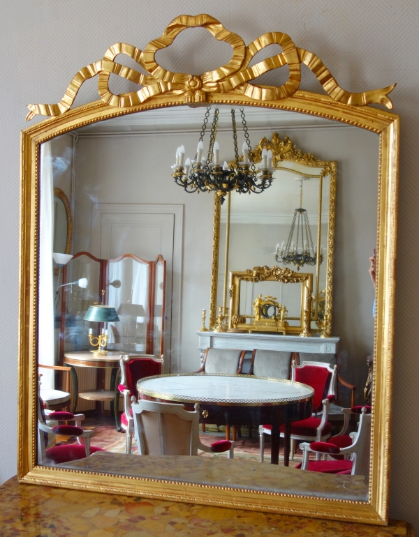 Large gold leaf gilt wood Louis XVI provencal mirror, mercury glass  - 143cm x 114.5cm