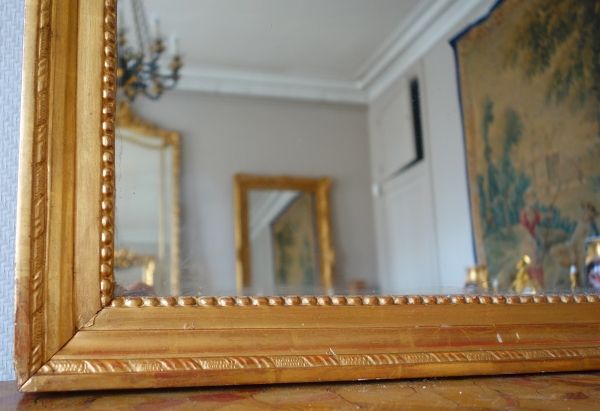 Large gold leaf gilt wood Louis XVI provencal mirror, mercury glass  - 143cm x 114.5cm