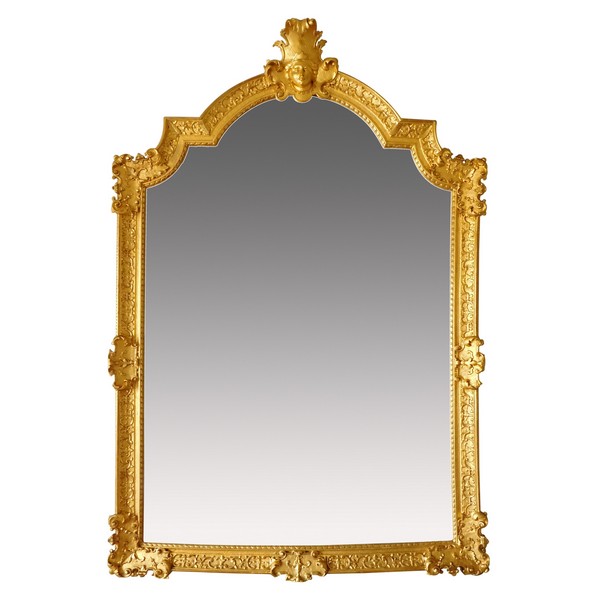 Tall gilt wood mirror, French Regency - 18th century - 138cm x 212cm