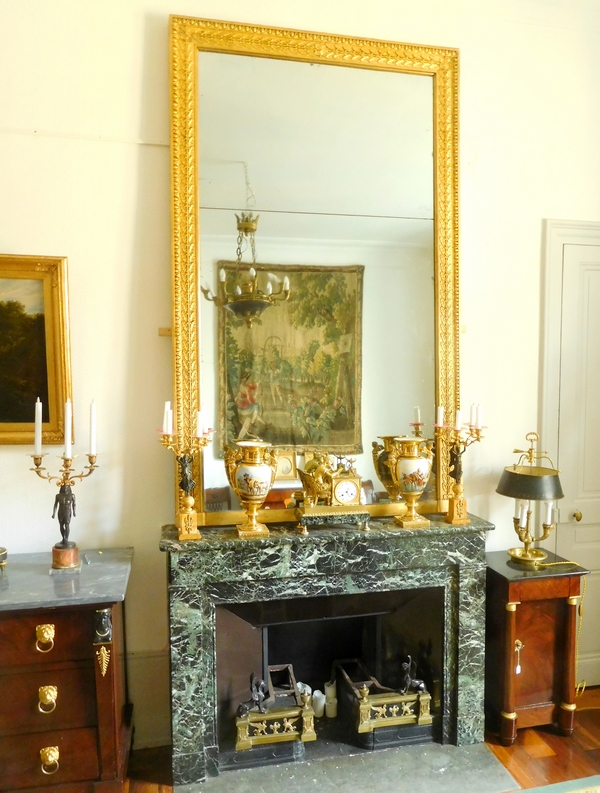 Tall fireplace mirror, Empire production, gilt wood frame, mercury glass - 130cm x 213cm