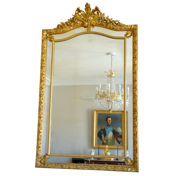 Miroir à parcloses en bois doré, style Régence époque Napoléon III 216,5cm x 130cm