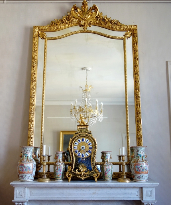 Miroir à parcloses en bois doré, style Régence époque Napoléon III 216,5cm x 130cm