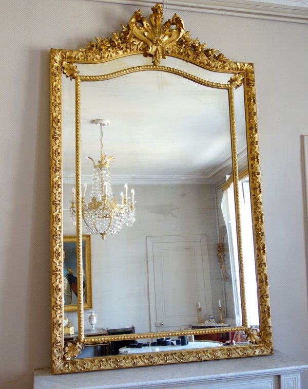 Miroir à parcloses en bois doré, style Régence époque Napoléon III 216,5cm x 130cm