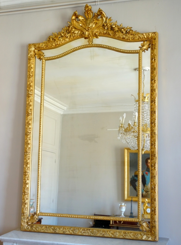 Large Regency style gilt wood, Napoleon III production 216.5cm x 130cm