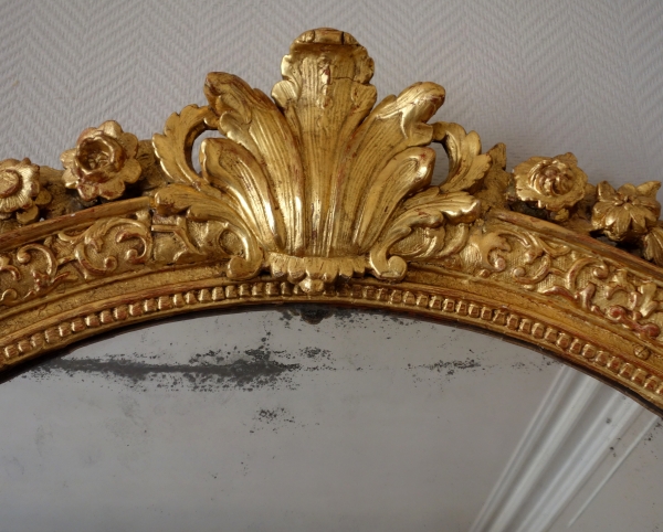 Miroir en bois sculpté et doré à glace au mercure, époque Louis XIV Régence - 79,5cm x 159cm