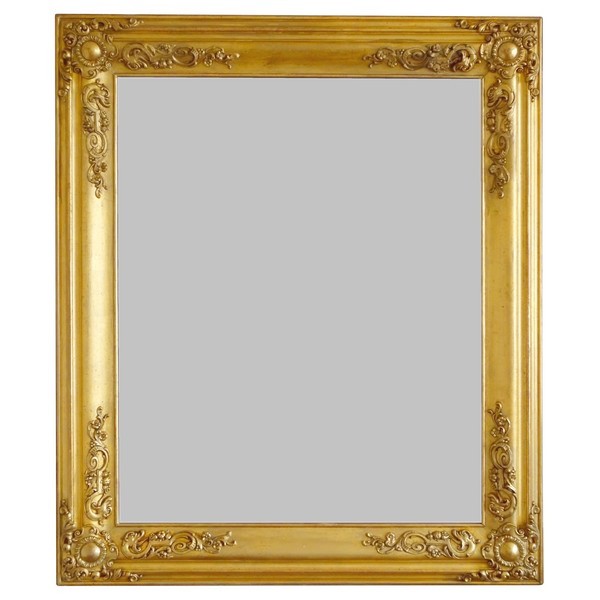 Mid 19th century gold leaf gilt wood mirror, mercury glass - 100cm x 80cm